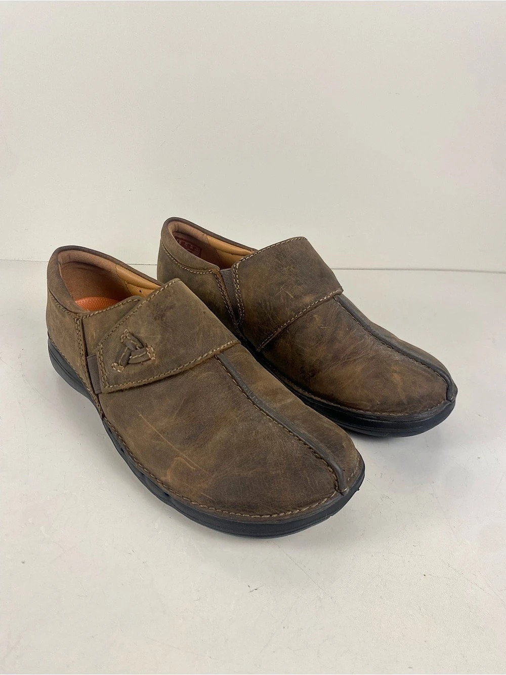 Clarks Unstructured Brown Leather Loafers Size 7.5